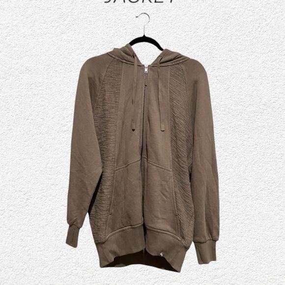 Joy Lab Brown Zip Jacket Size XS with thumb key holes 95% Cotton - Picture 1 of 9